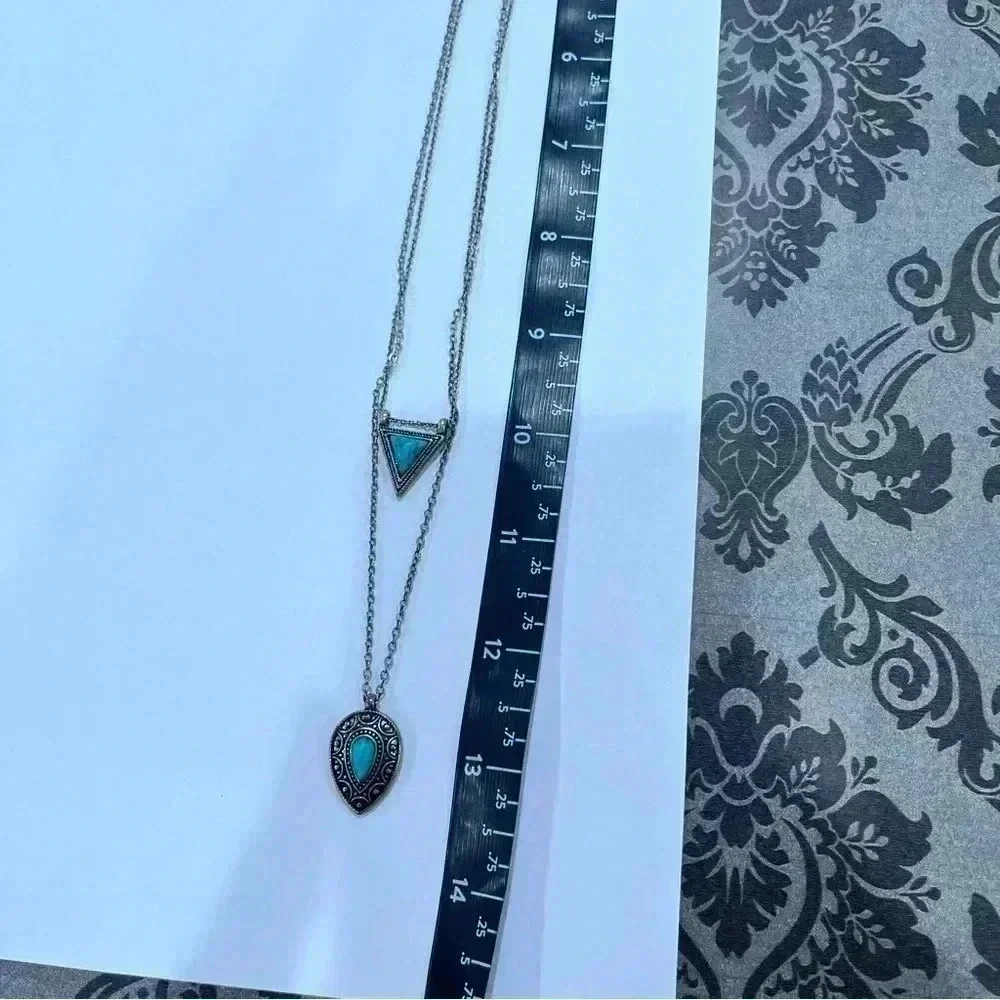 Necklace Double layered boho turquoise
